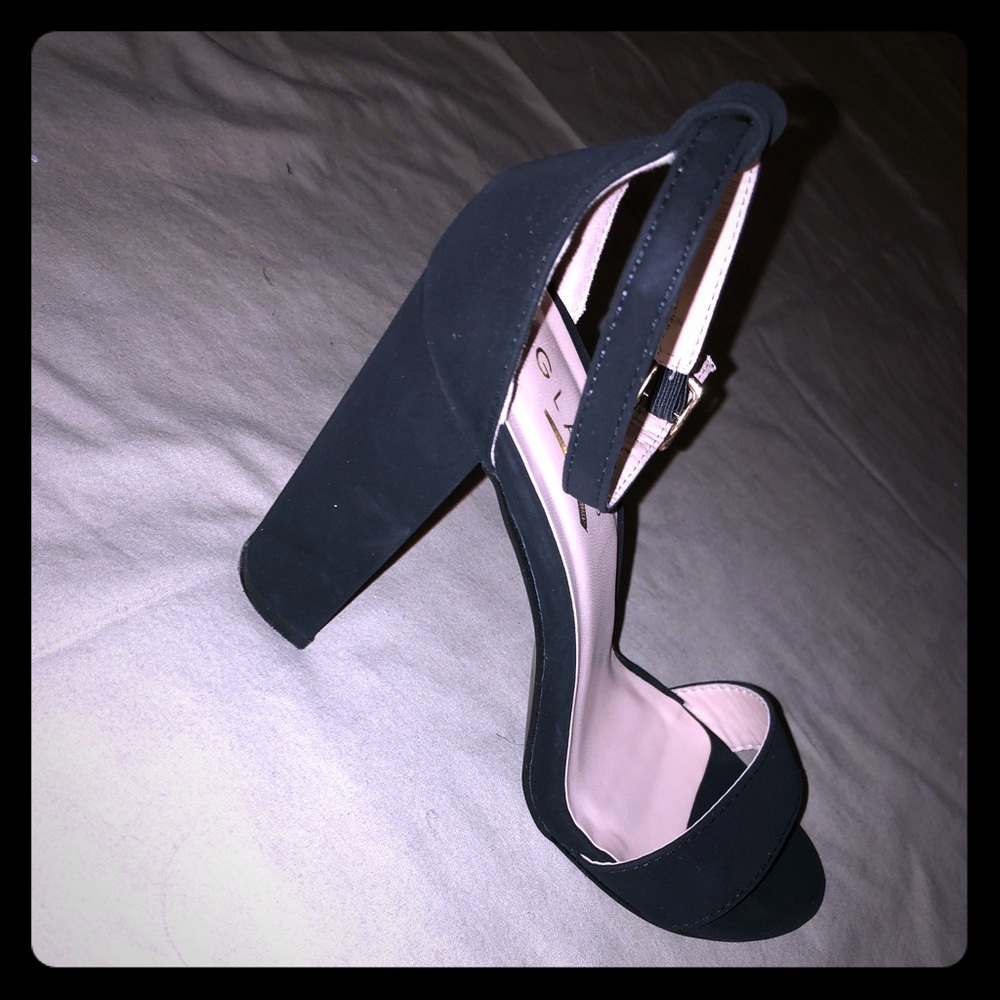 Black Suede Glaze Ankle Strap High Heels